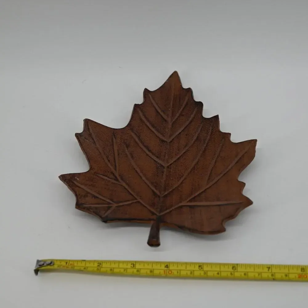 Fall Home Candle Holder Decor Metal Maple Leaf Plates Trays Trivets Footed